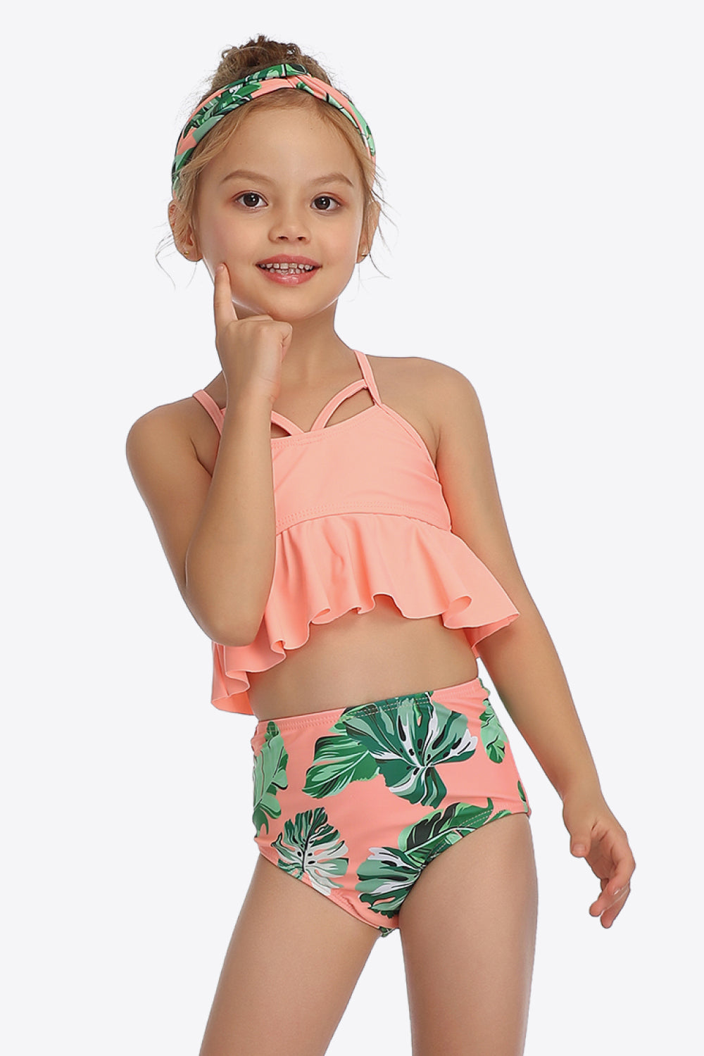 Botanical Print Crisscross Ruffled Two-Piece Swim Set  Sunset and Swim   