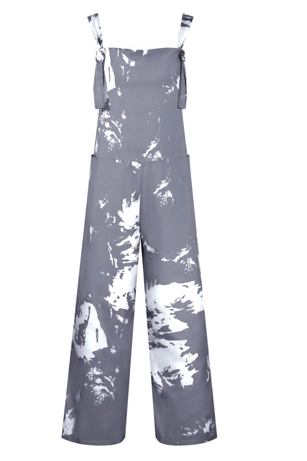 Pocketed Tie-Dye Wide Strap Overalls Sunset and Swim   