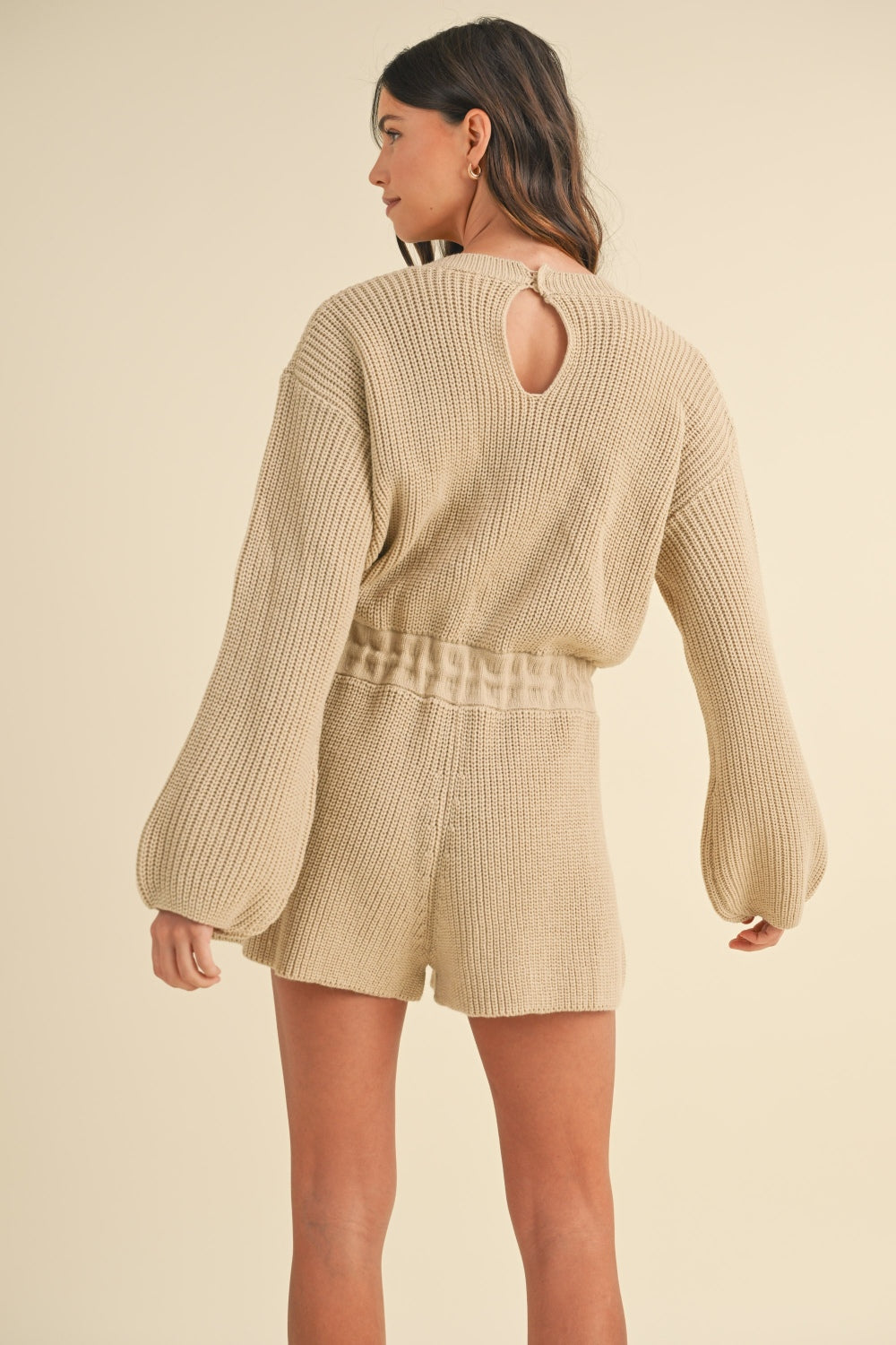 MABLE Round Neck Long Sleeve Sweater Romper Sunset and Swim   