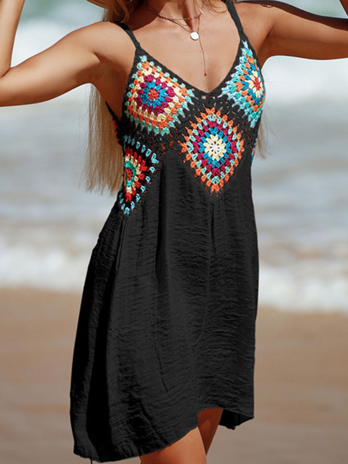 Sunset Vacation  Cutout V-Neck Beach Cover Up Dress Sunset and Swim   