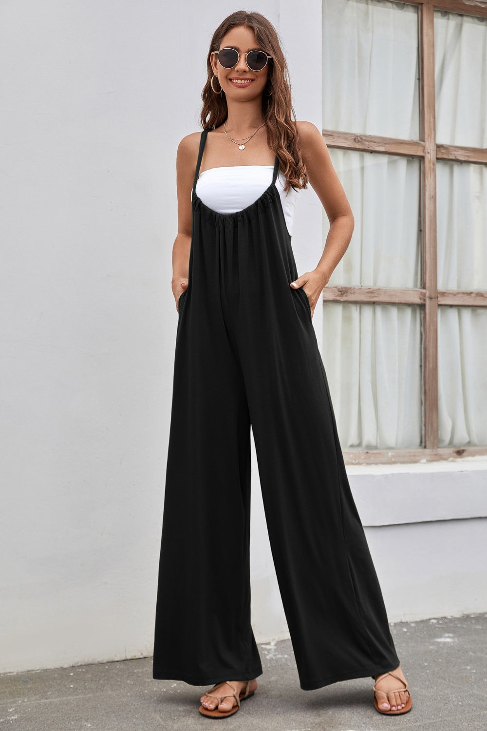 Sunset and Swim Tied Spaghetti Strap Wide Leg Jumpsuit Sunset and Swim   