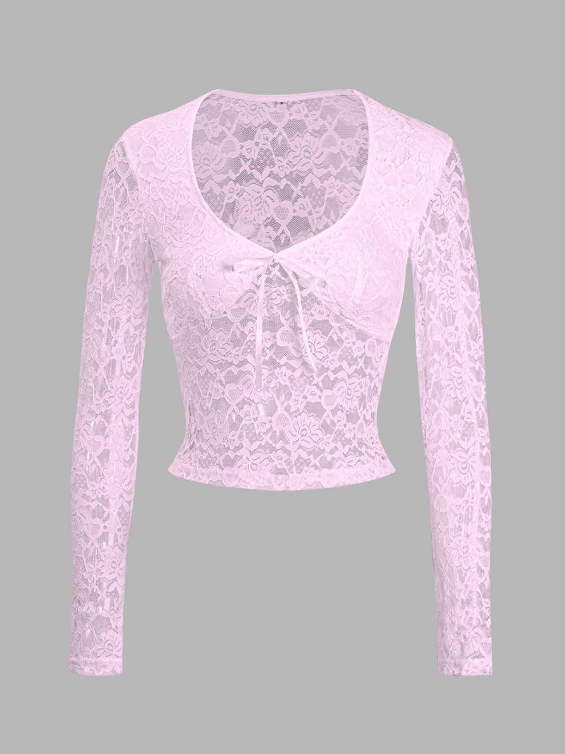 Devine Scoop Neck Long Sleeve Lace Top Sunset and Swim Blush Pink S 