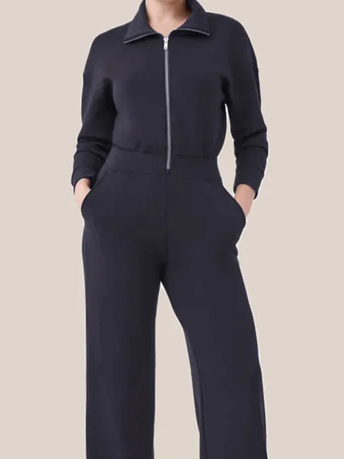 Sunset and Swim  Zip Up Long Sleeve Jumpsuit with Pockets  Sunset and Swim   