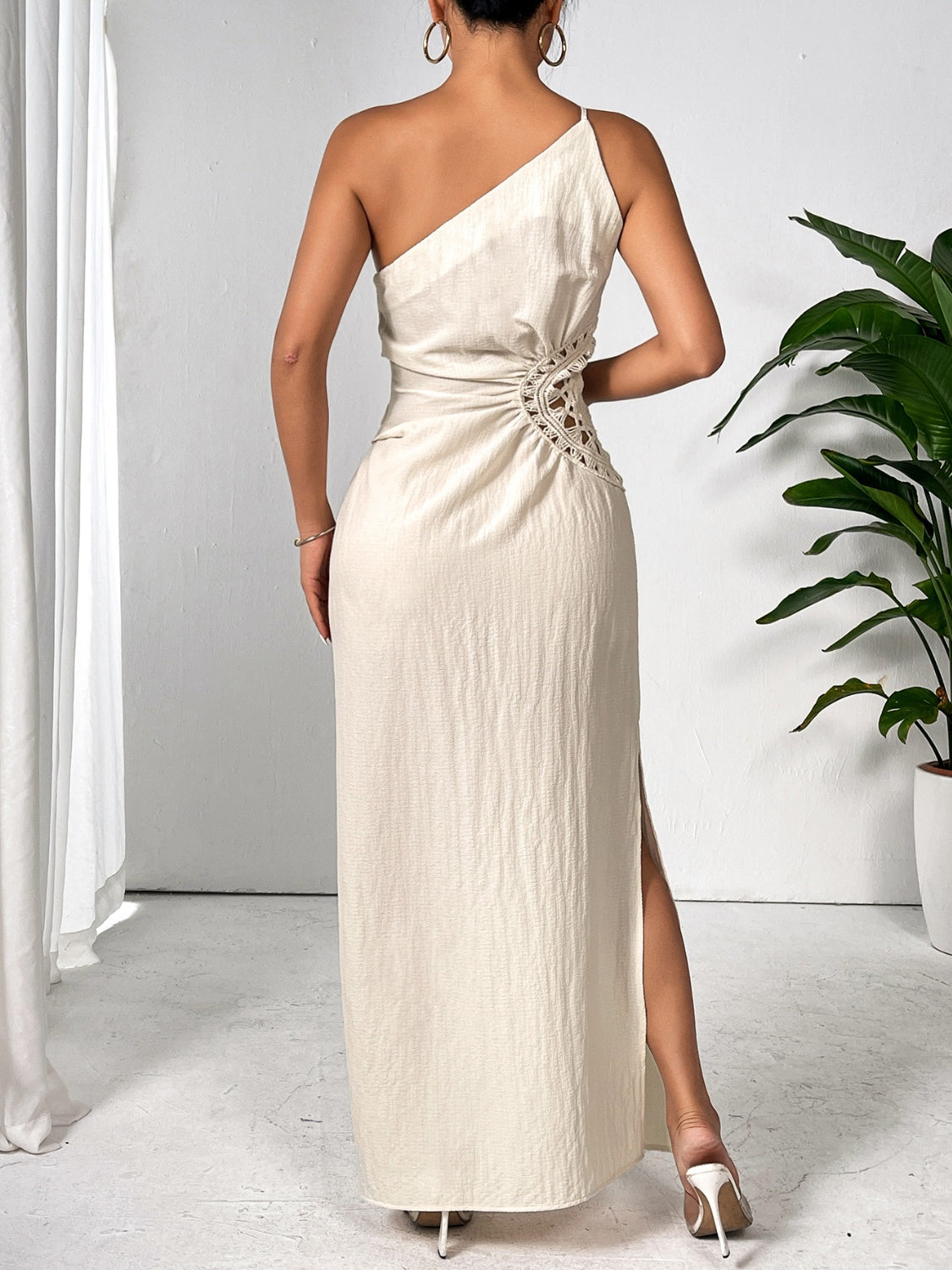 Slit One Shoulder Sleeveless Maxi Dress Sunset and Swim   