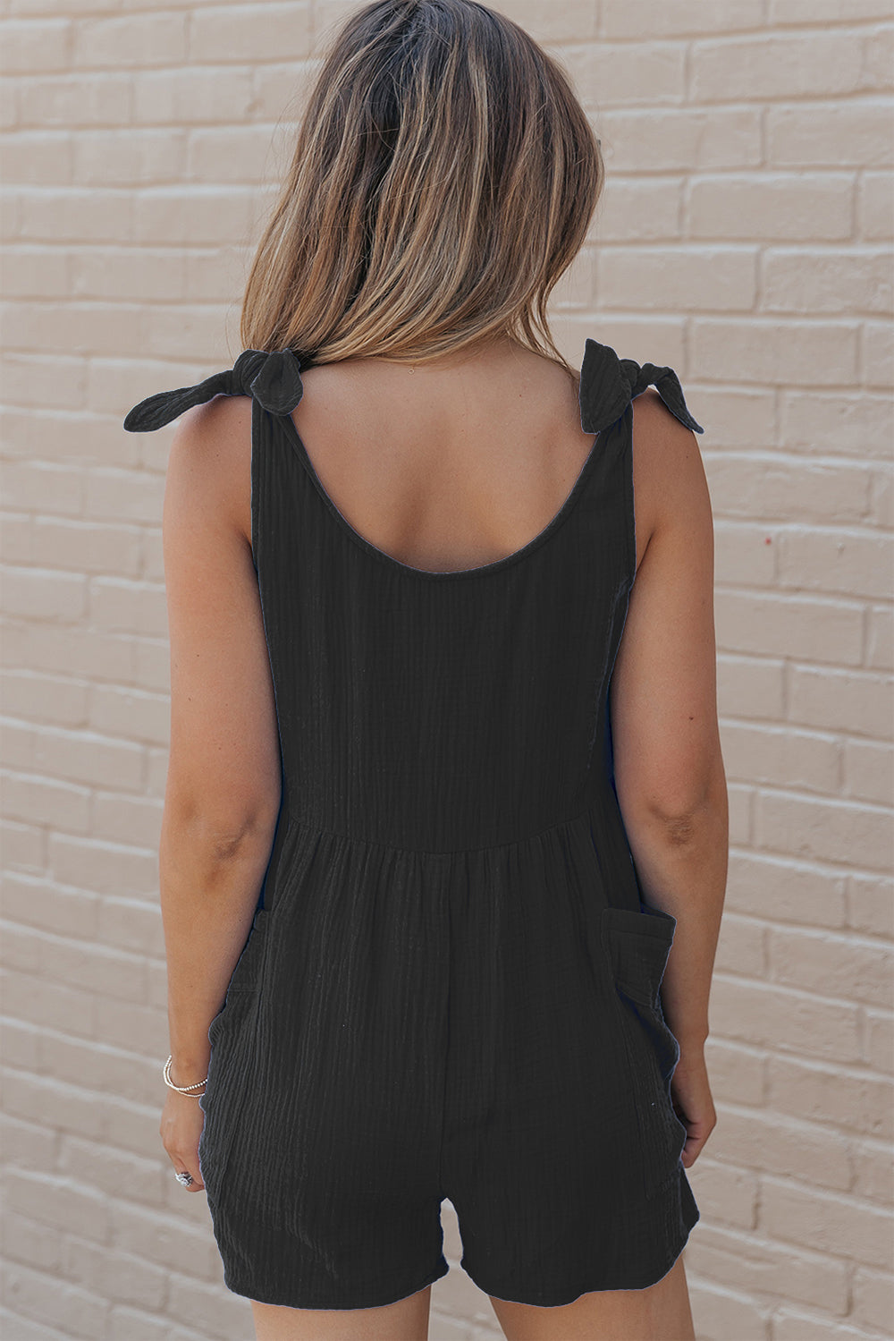 Scoop Neck Tie Shoulder Romper Sunset and Swim   