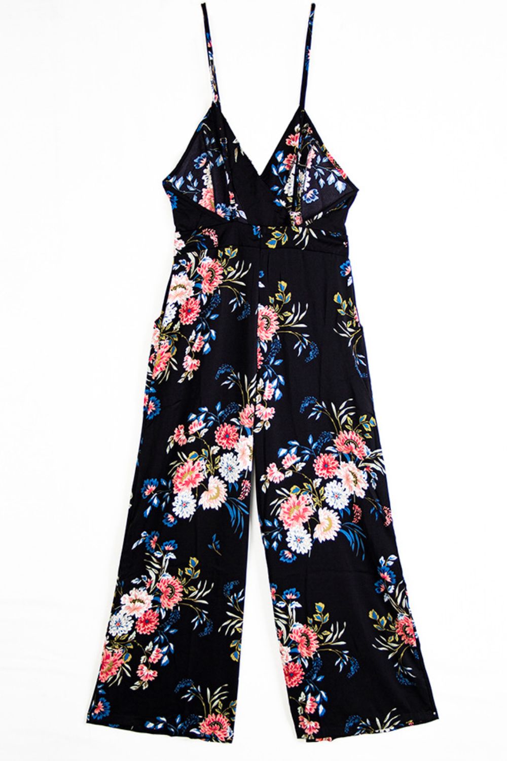 Floral Spaghetti Strap Wide Leg Jumpsuit with Pockets  Sunset and Swim   