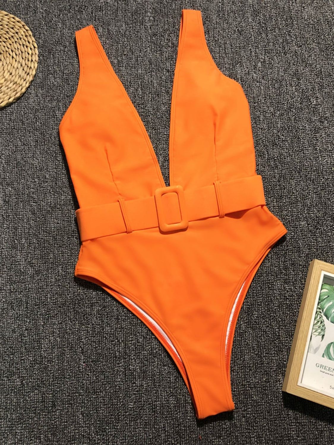 Sunset Vacation  Plunge Wide Strap Sleeveless One-Piece Swimwear  Sunset and Swim   