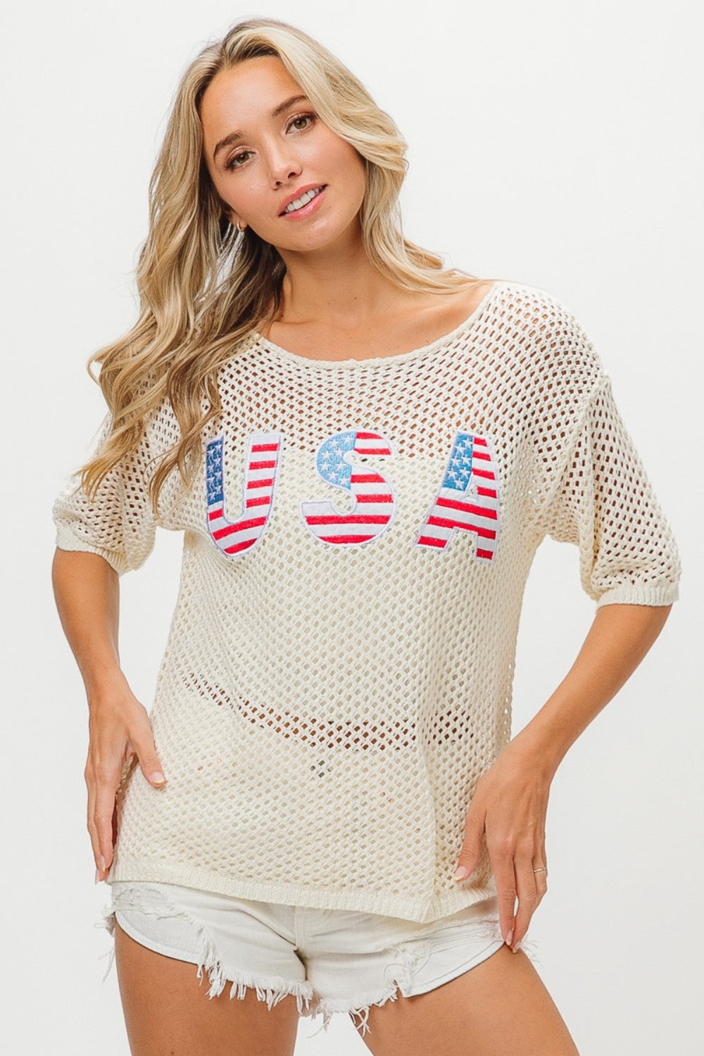 US Flag Theme Knit Cover Up  Sunset and Swim   