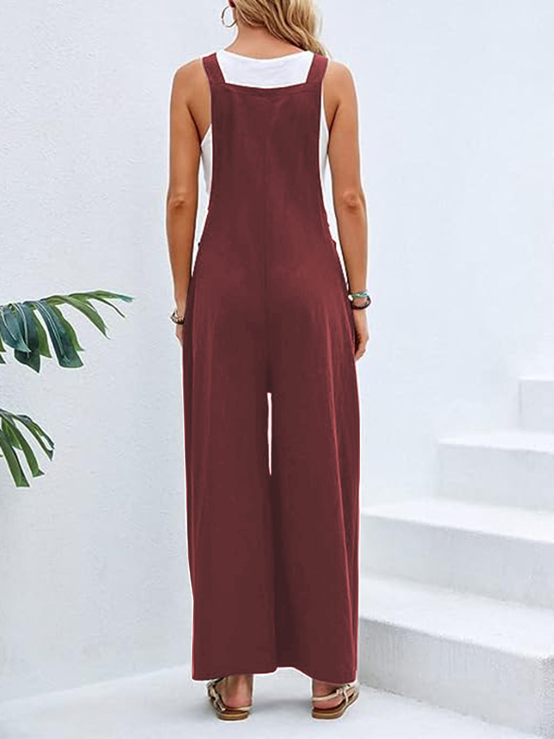 Full Size Wide Leg Overalls with Pockets Sunset and Swim   