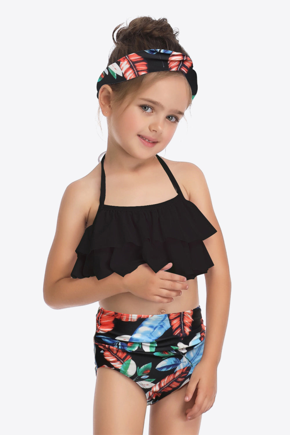 Sunset Vacation  Printed Layered Halter Neck Two-Piece Swim Set I Kids Swimwear  Sunset and Swim   