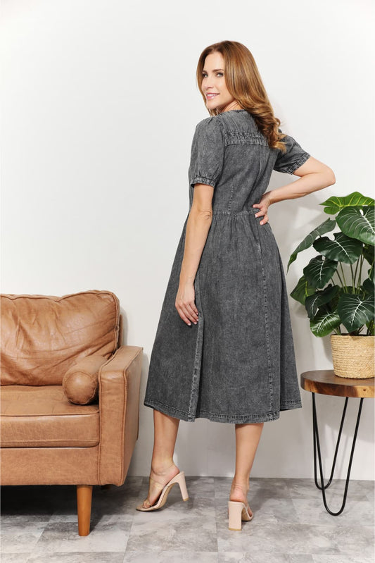 And The Why  Full Size Washed Chambray Midi Dress  Sunset and Swim   
