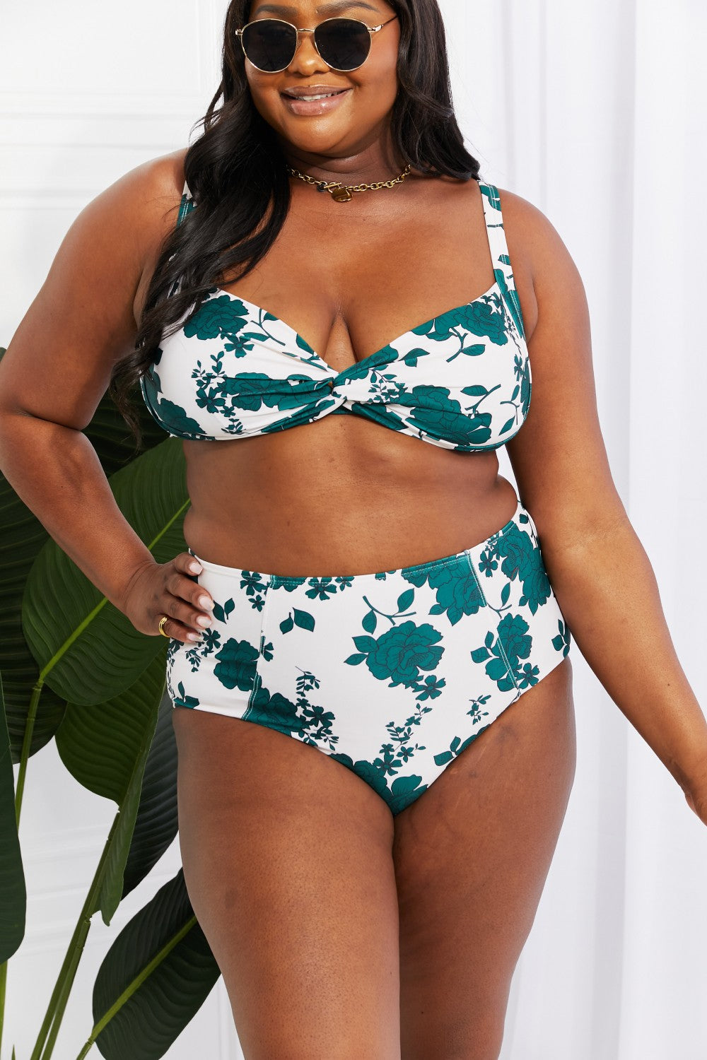 Marina West Swim Take A Dip Twist High-Rise Bikini in Forest Sunset and Swim   