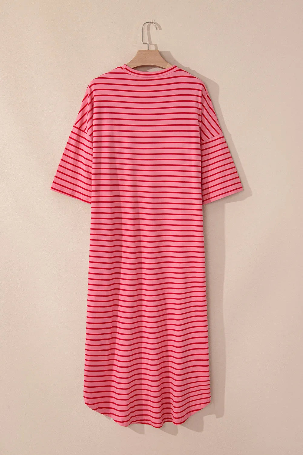 Sunset Vacation Pocketed Striped Half Sleeve Tee Dress Sunset and Swim   