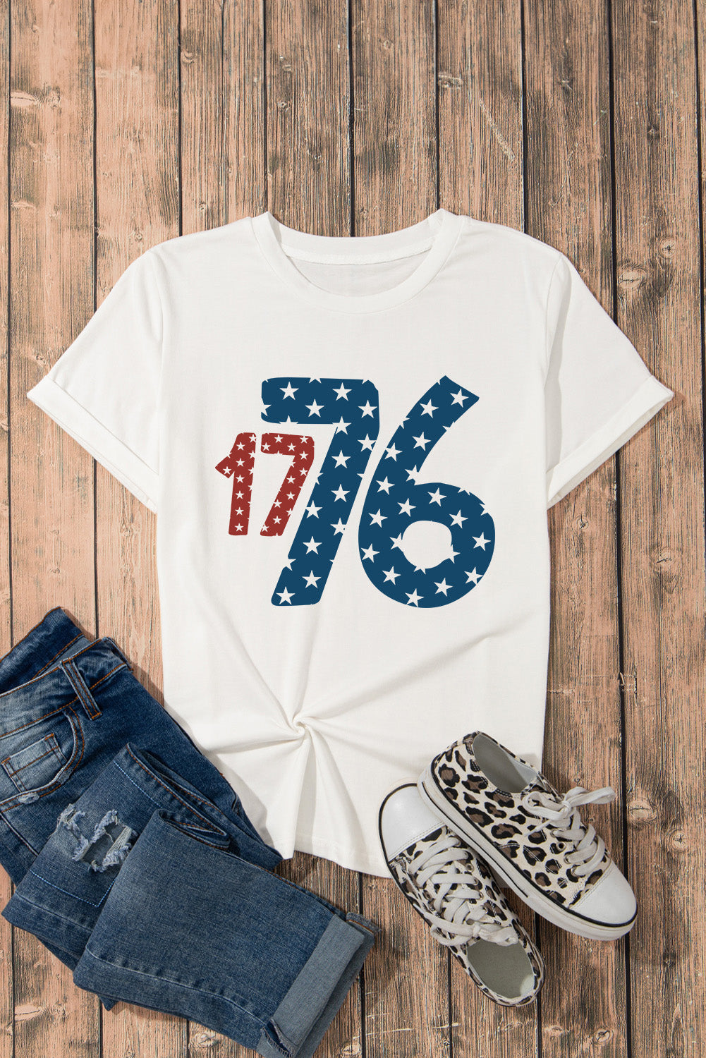 1776 Round Neck Short Sleeve T-Shirt Sunset and Swim   