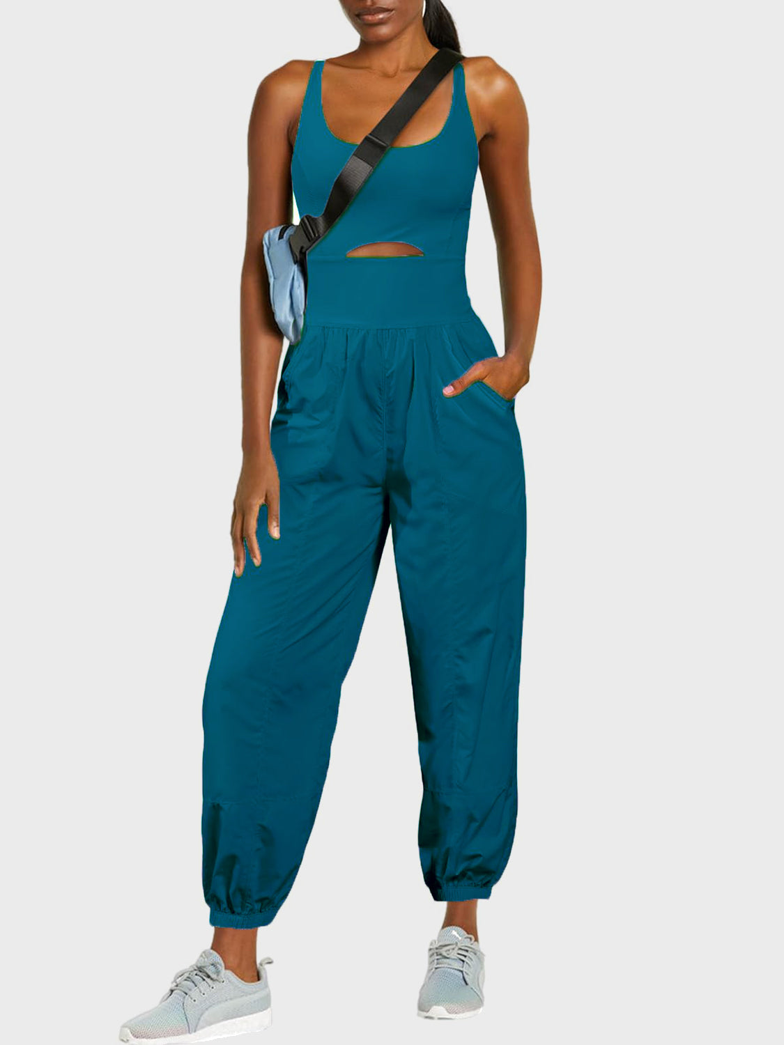 Sunset Vacation Cutout Scoop Neck Wide Strap Jumpsuit Sunset and Swim   