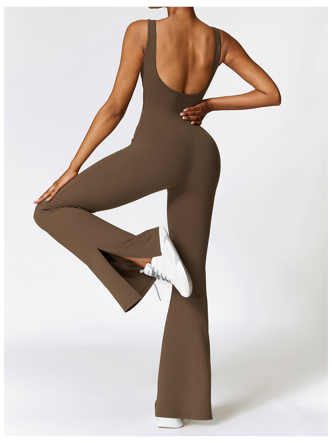 Sunset and Swim  Wide Strap Bootcut Slit Active Jumpsuit Sunset and Swim   