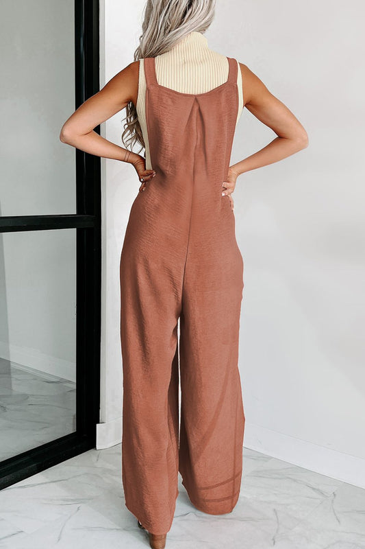 Waffle-knit Wide Leg Overall with Pockets  Sunset and Swim   