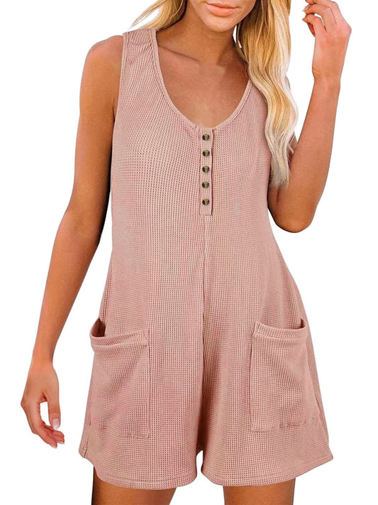 Sunset and Swim  Plus Size Pocketed Scoop Neck Sleeveless Romper  Sunset and Swim   