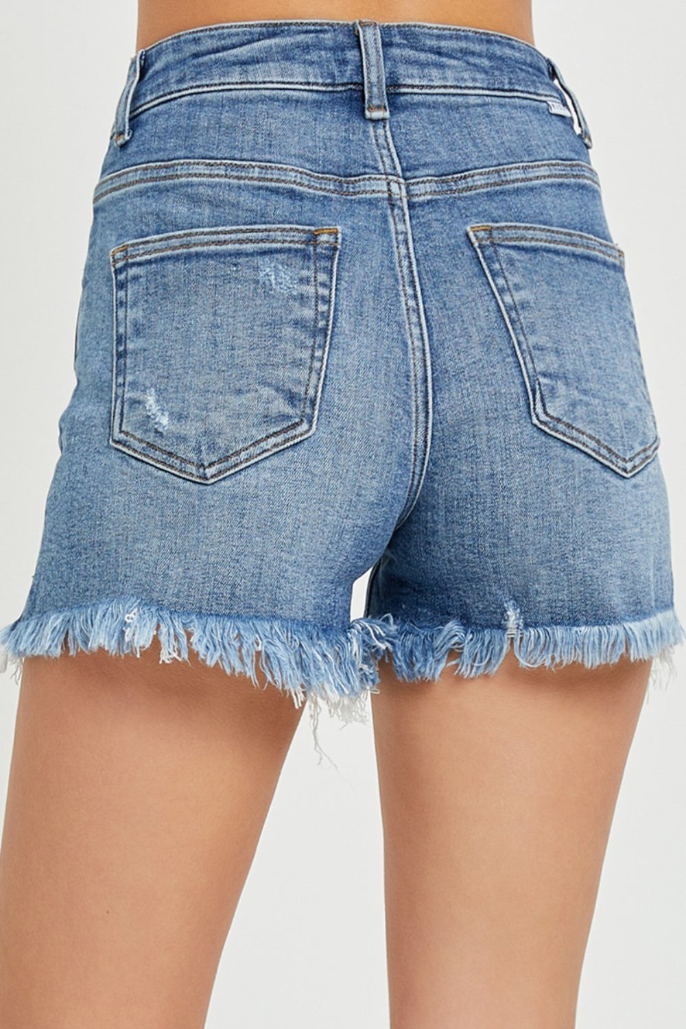 RISEN Full Size High Rise Raw Hem Denim Shorts Sunset and Swim   