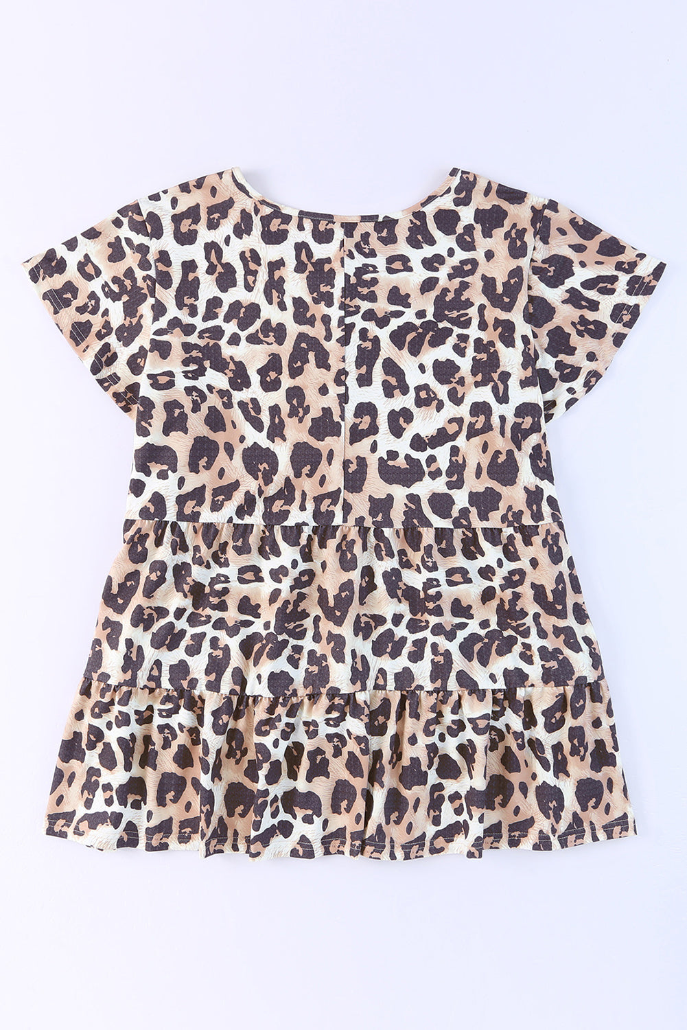 Plus Size Leopard Round Neck Blouse Sunset and Swim   