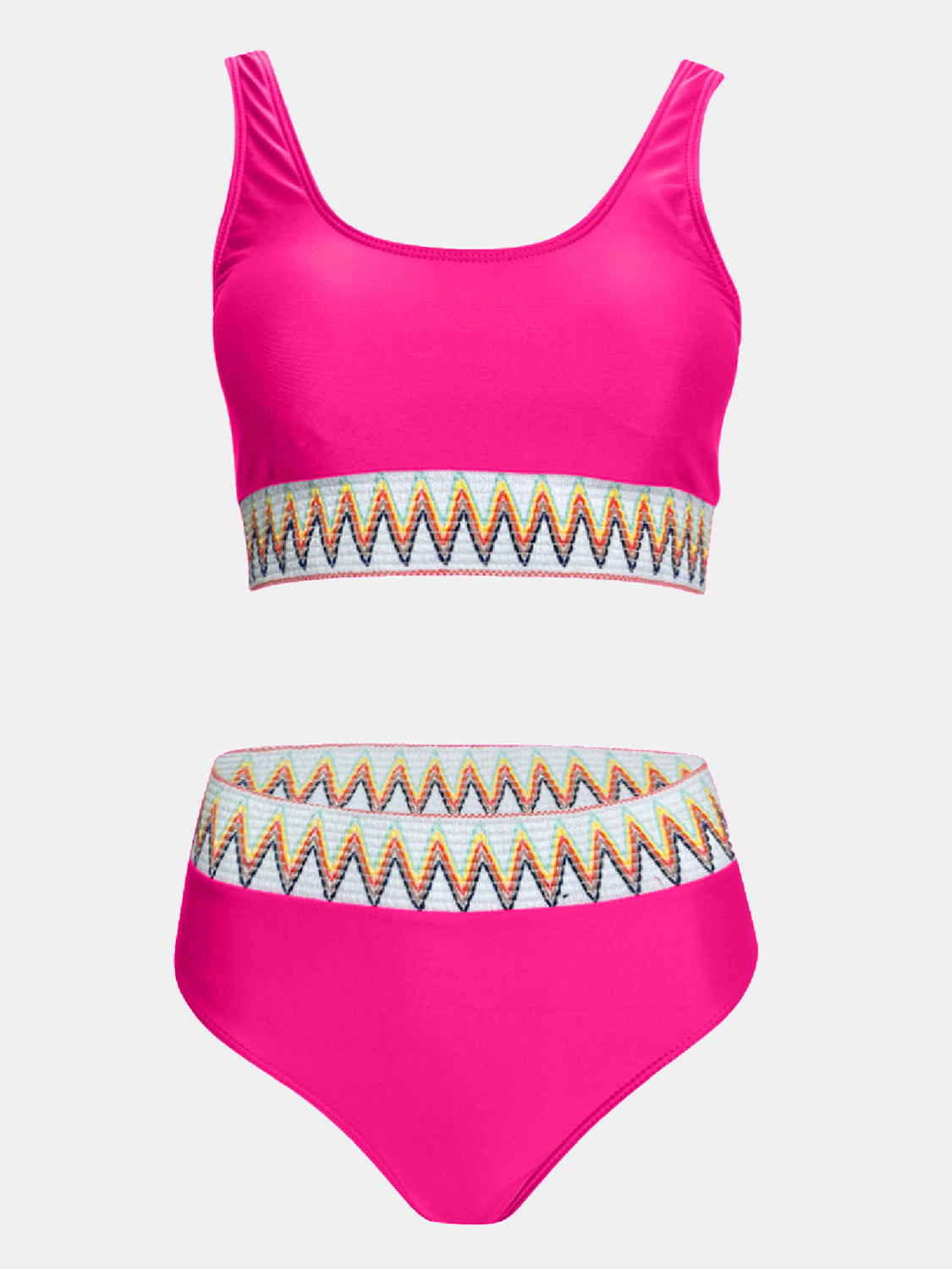 Scoop Neck Wide Strap Two-Piece Swim Set Sunset and Swim Hot Pink S 