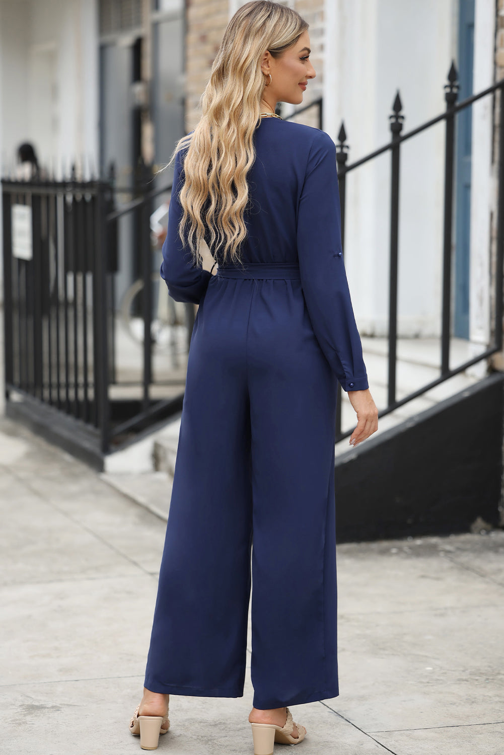 Pocketed Tied Wide Leg Jumpsuit Sunset and Swim   