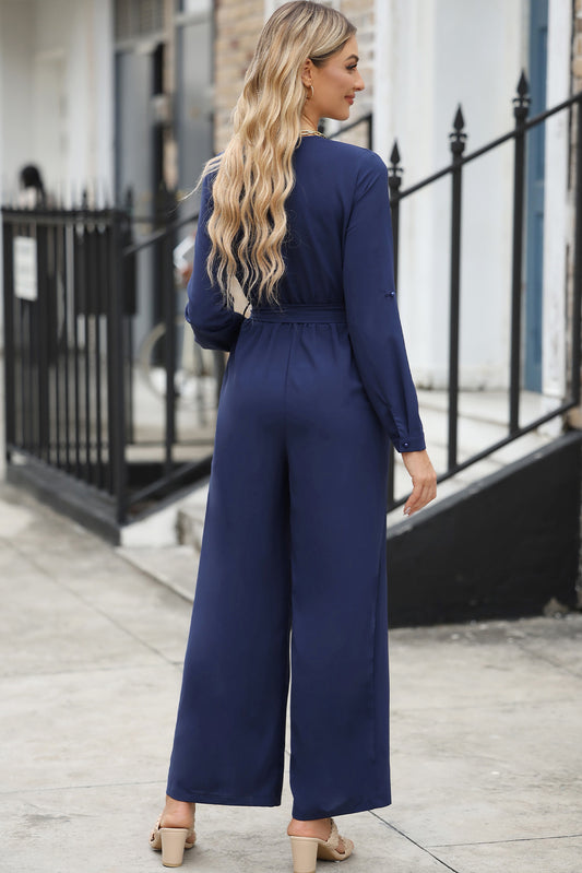 Pocketed Tied Wide Leg Jumpsuit  Sunset and Swim   