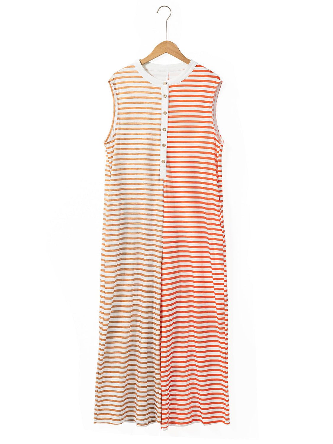 Sunset and Swim  Striped Half Button Cap Sleeve Jumpsuit Sunset and Swim   