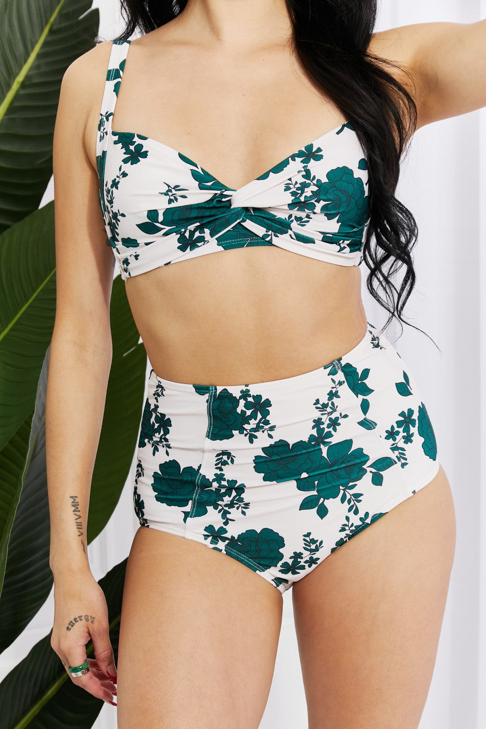 Marina West Swim Take A Dip Twist High-Rise Bikini in Forest  Sunset and Swim   