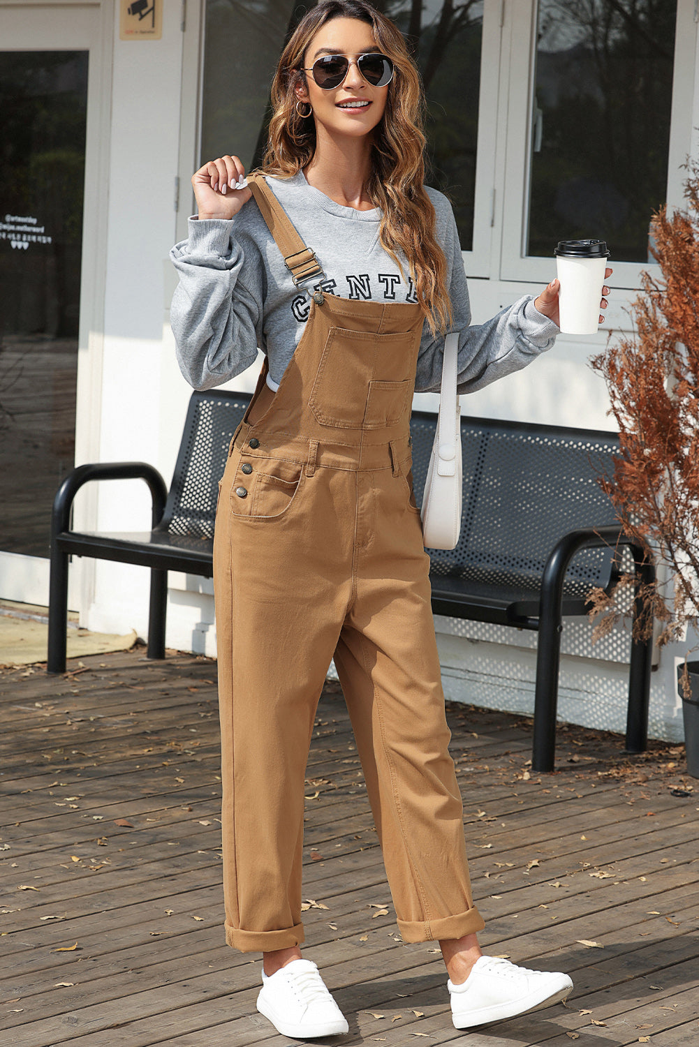 Wide Strap Buttoned Straight Overalls Sunset and Swim   