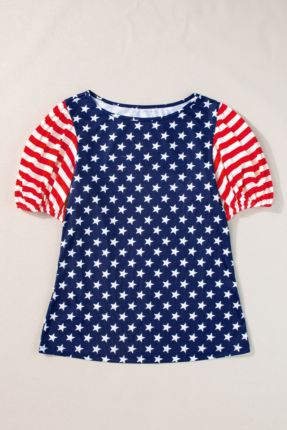 Stars and Stripes Round Neck Short Sleeve Top Sunset and Swim   