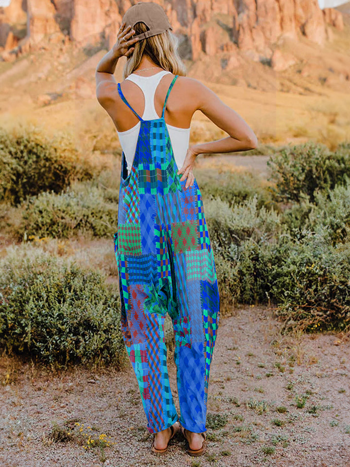 Full Size Printed V-Neck Sleeveless Jumpsuit  Sunset and Swim   