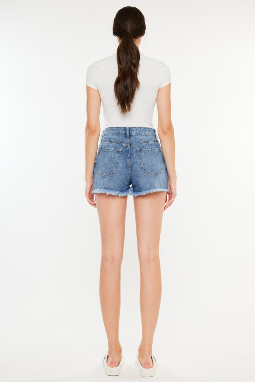 Kancan Distressed Raw Hem High Waist Denim Shorts Sunset and Swim   