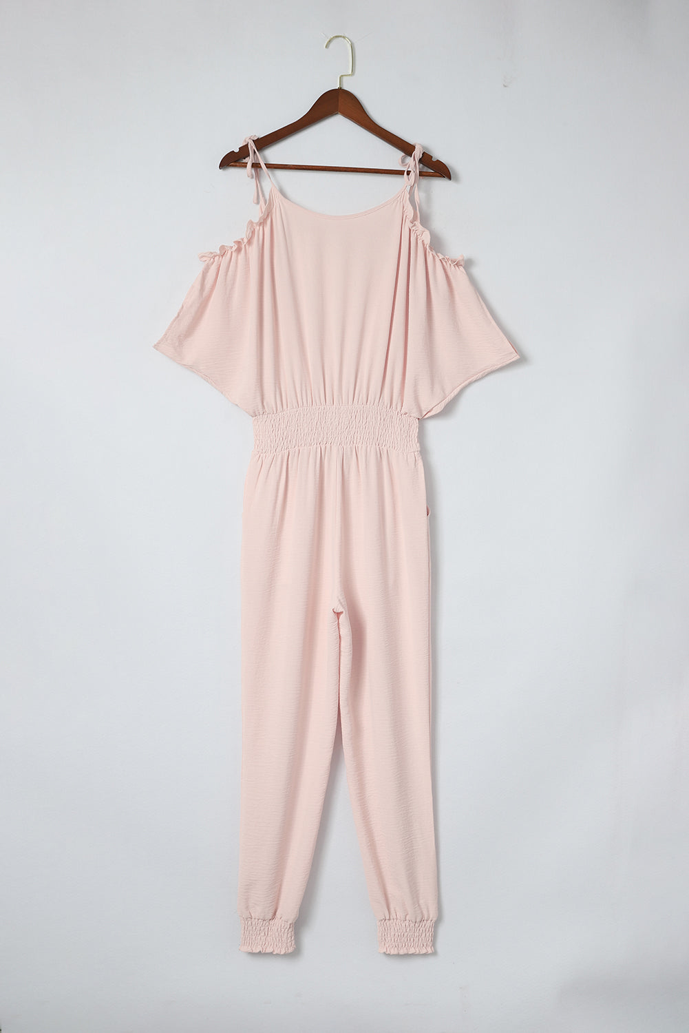 Sunset Vacation  Frill Surplice Cold Shoulder Jumpsuit  Sunset and Swim   