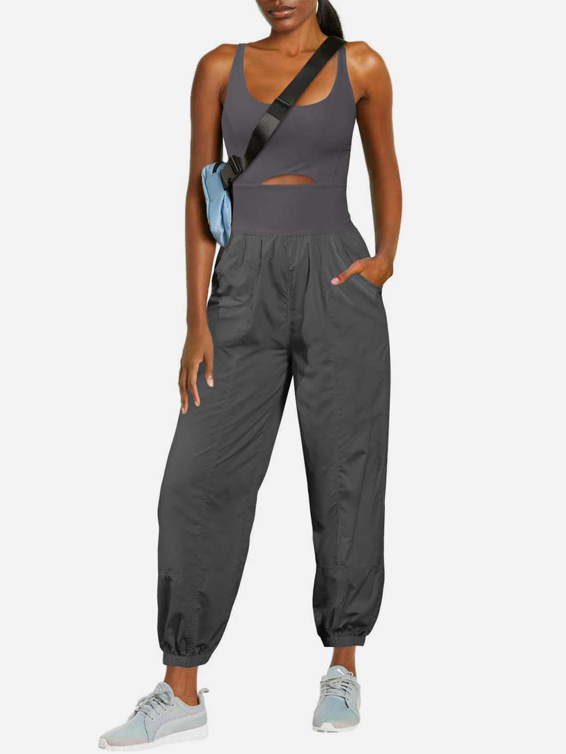 Sunset Vacation Cutout Scoop Neck Wide Strap Jumpsuit Sunset and Swim   