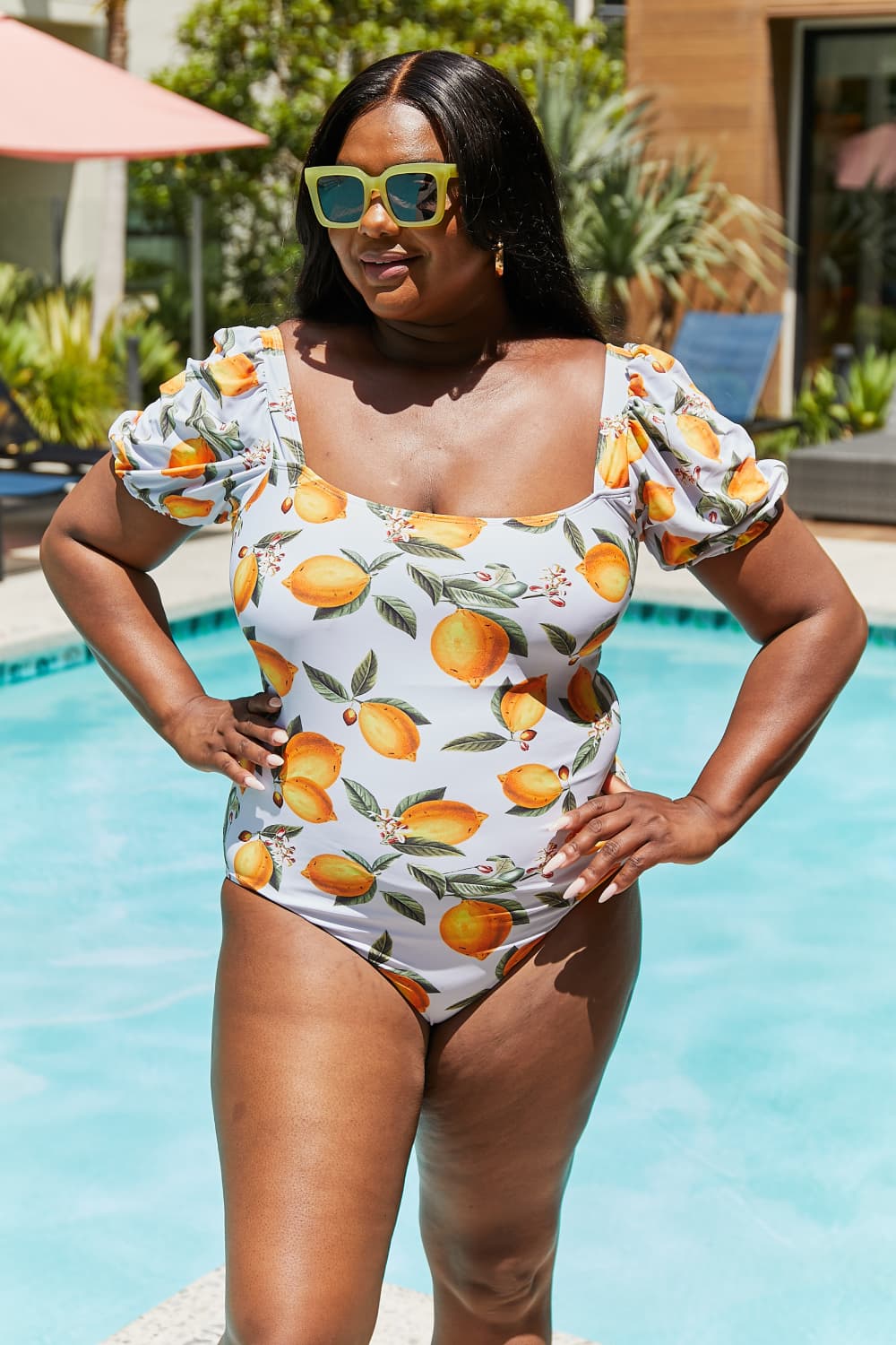 Marina West Swim Salty Air Puff Sleeve One-Piece in Citrus Orange Mother Daughter Swimwear  Sunset and Swim   