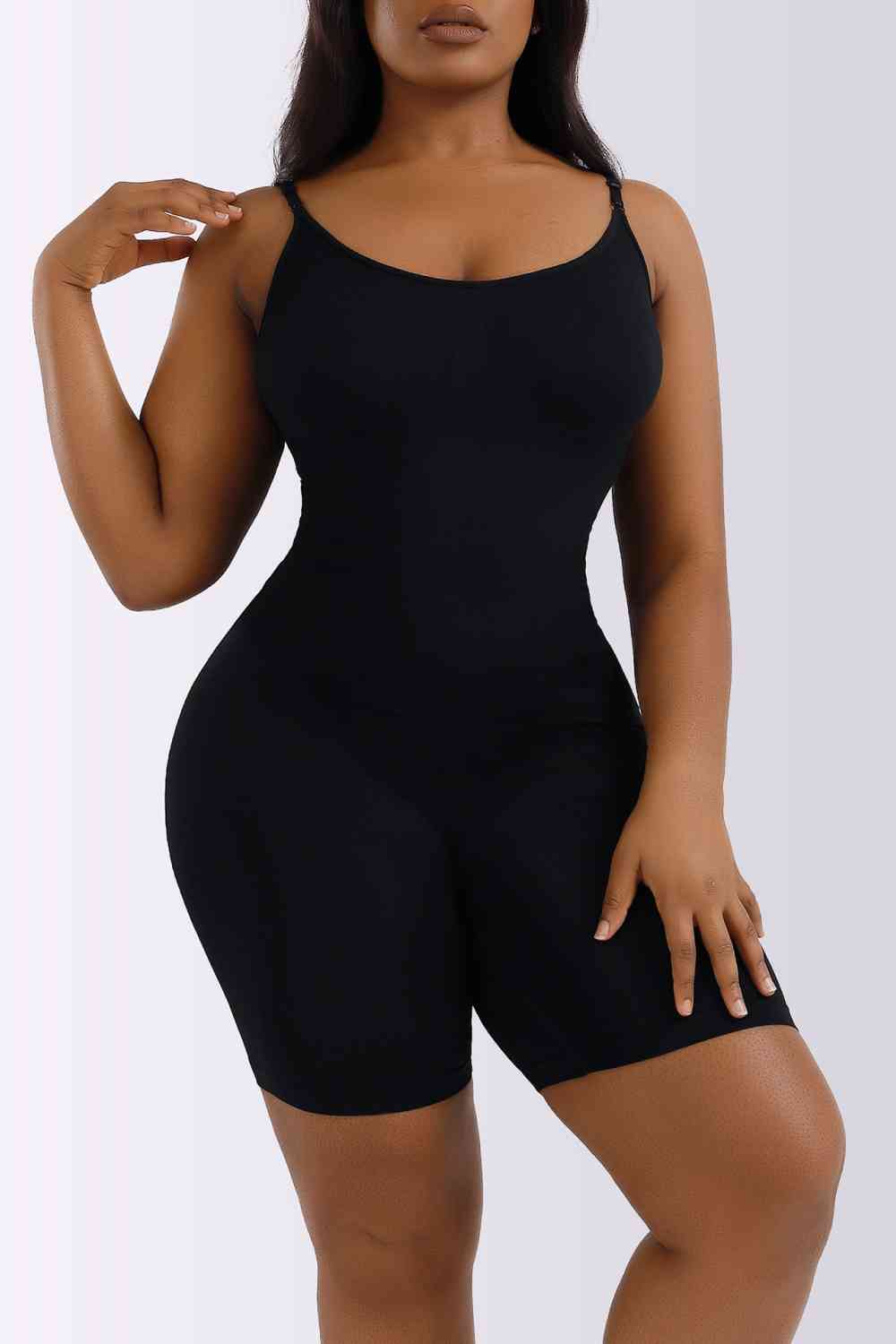 Spaghetti Strap Shaping Romper Sunset and Swim Black S 