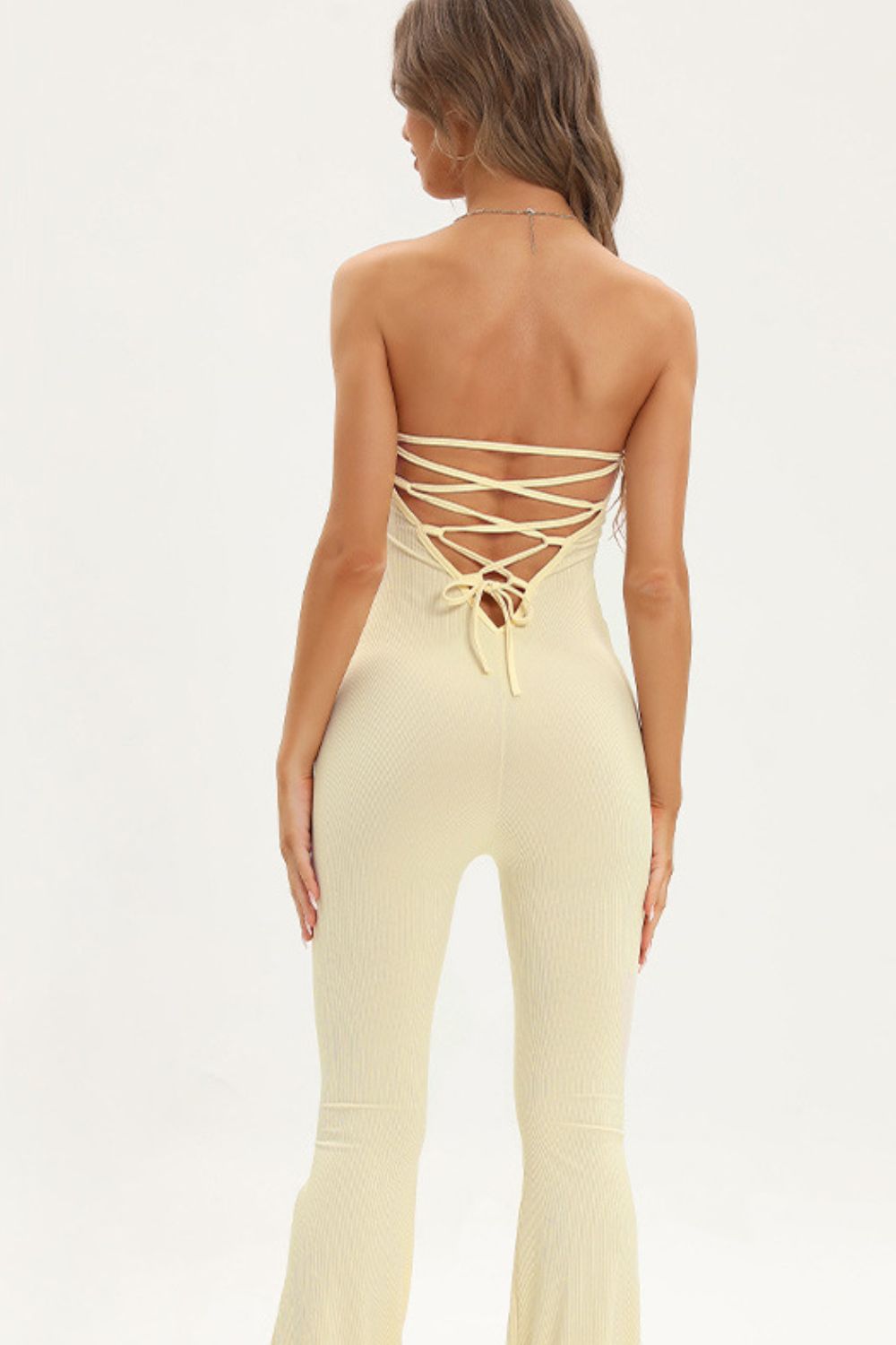 Lace-Up Strapless Jumpsuit  Sunset and Swim   