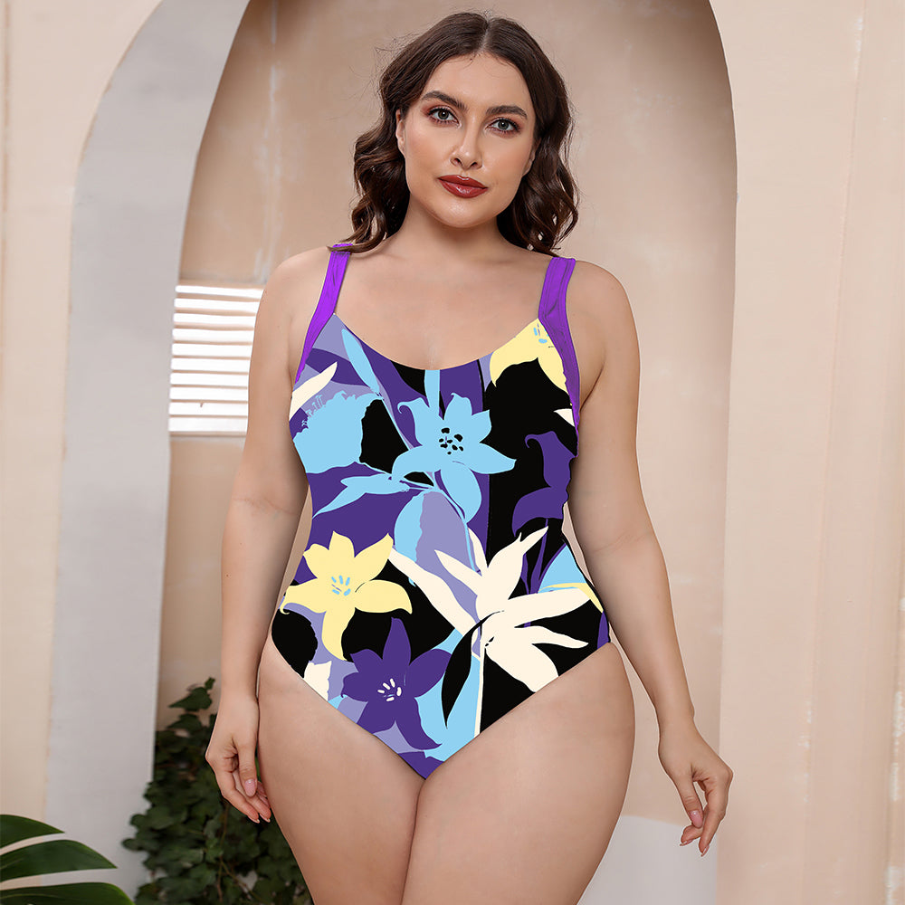 Full Size Printed Scoop Neck Sleeveless One-Piece Swimsuit  Sunset and Swim Vivid Violet M 