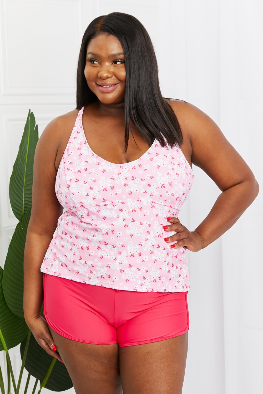 Marina West Swim By The Shore Plus Size Two-Piece Swimsuit in Blossom Pink  Sunset and Swim Floral XS 