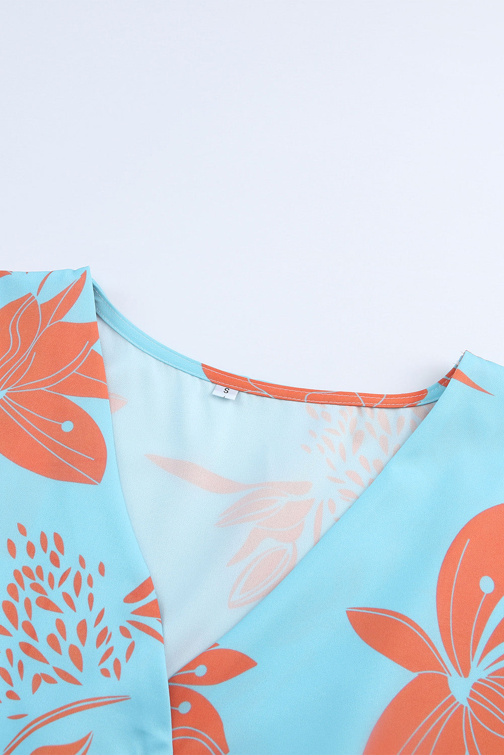 Printed V-Neck Drawstring Waist Dress  Sunset and Swim   