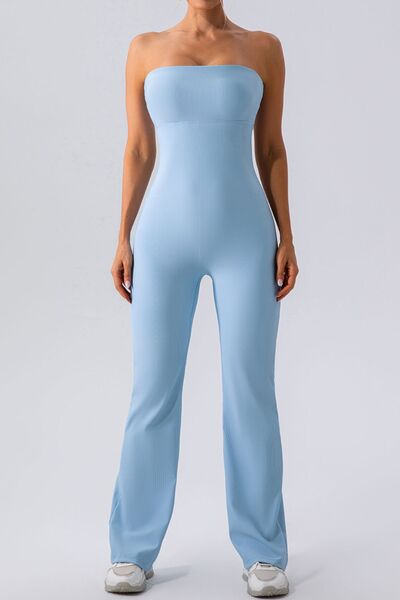 Sleeveless Straight Active Jumpsuit  Sunset and Swim Misty  Blue S 