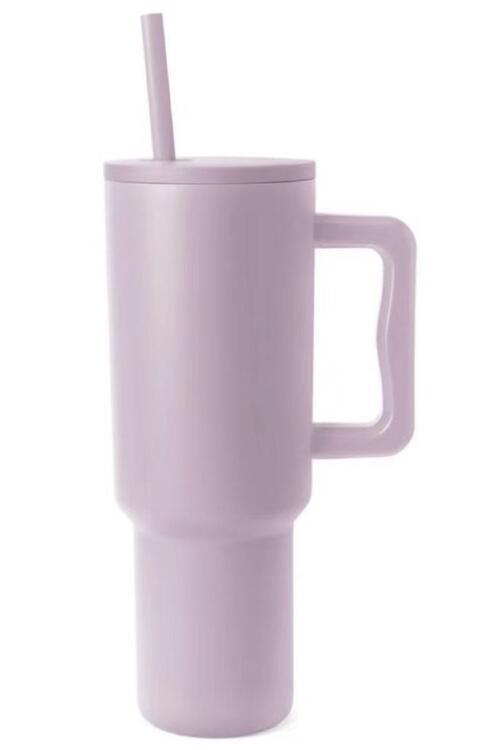 Monochromatic Stainless Steel Tumbler with Matching Straw Sunset and Swim Lavender One Size 