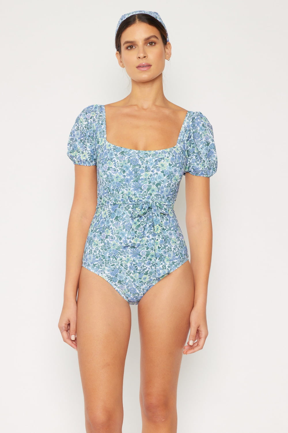 Marina West Swim Salty Air Puff Sleeve One-Piece in Blue Mother Daughter Swimwear Sunset and Swim   