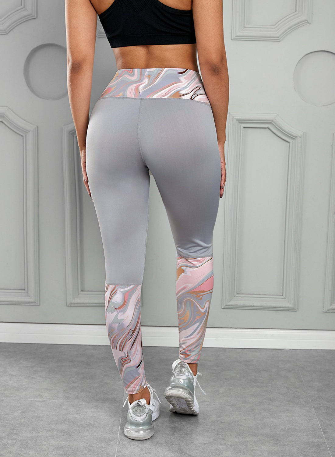 Printed Wide Waistband Active Leggings  Sunset and Swim   