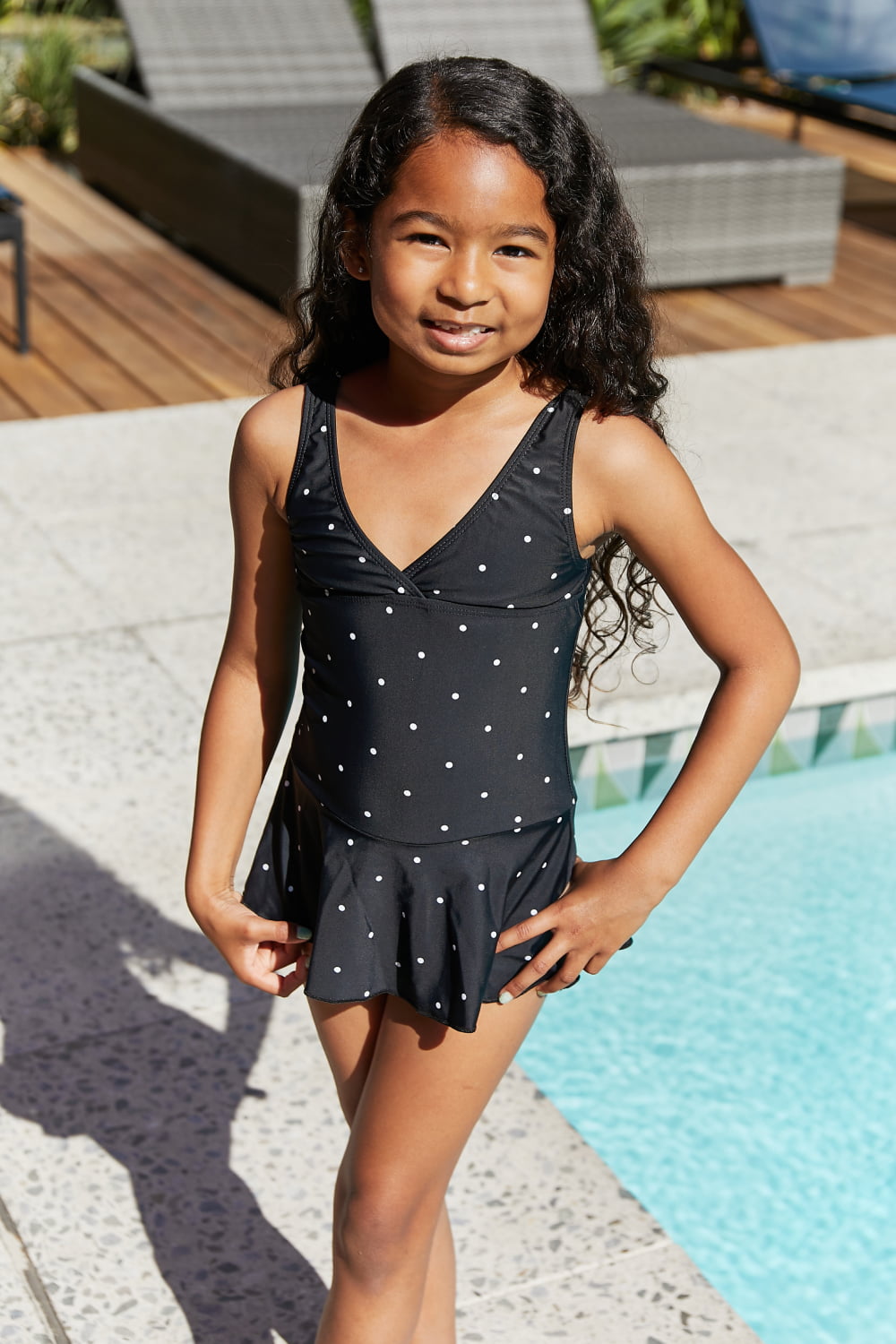 Marina West Swim Clear Waters Swim Dress in Black/White Dot Mother Daughter Swimwear  Sunset and Swim Black 2-3 