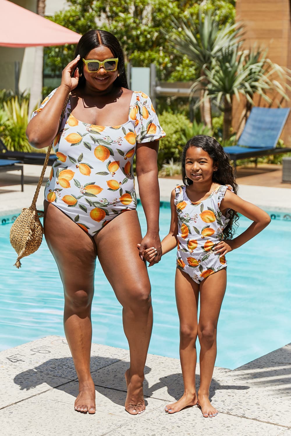 Marina West Swim Salty Air Puff Sleeve One-Piece in Citrus Orange Mother Daughter Swimwear  Sunset and Swim Citrus Orange S 
