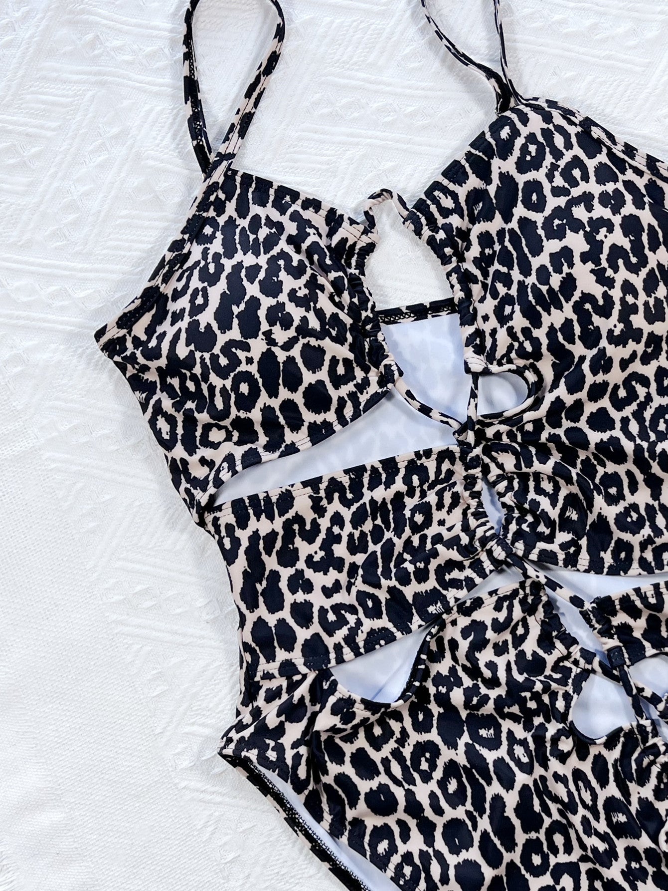 Leopard Cutout Tied One-Piece Swimsuit  Sunset and Swim   
