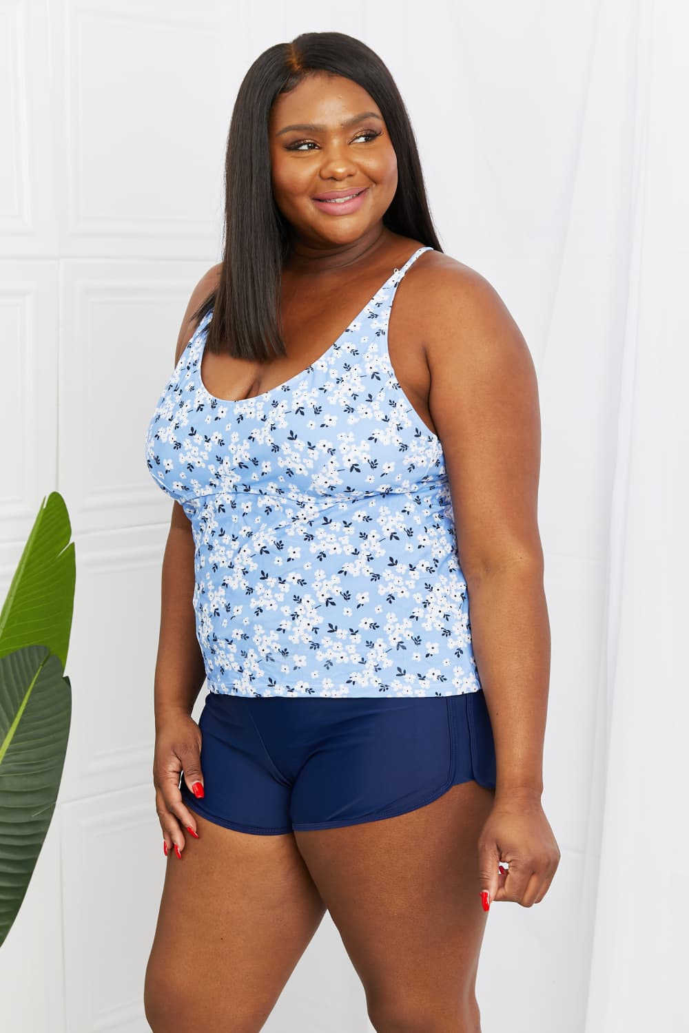 Marina West Swim By The Shore Plus Size Two-Piece Swimsuit in Blossom Navy Sunset and Swim   