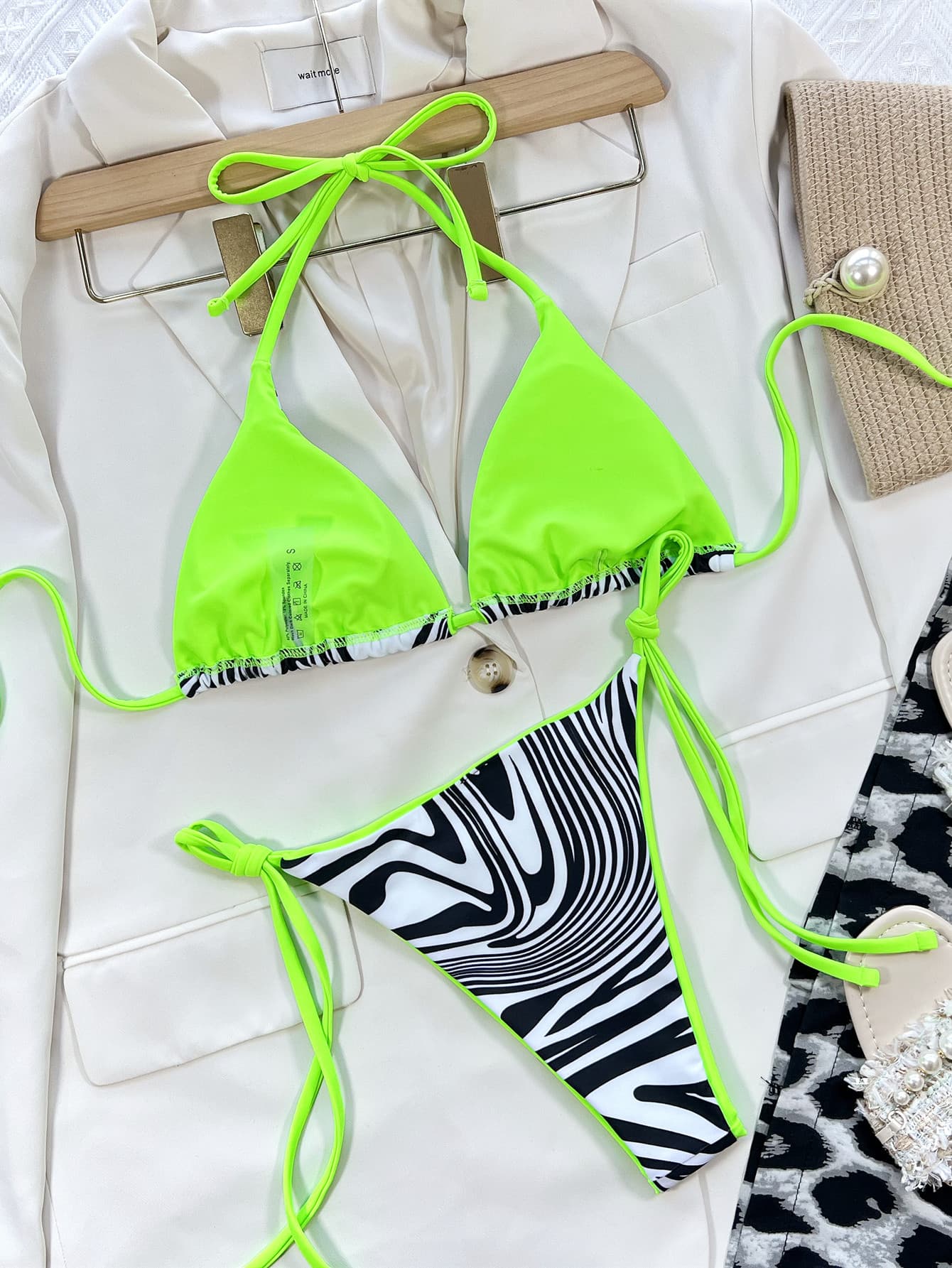 Zebra Print Halter Neck Bikini Set  Sunset and Swim   